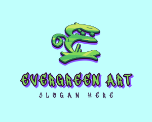 Graffiti Art Letter E logo design