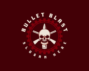 Skull Gun Bullet logo design