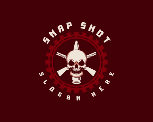 Skull Gun Bullet logo design