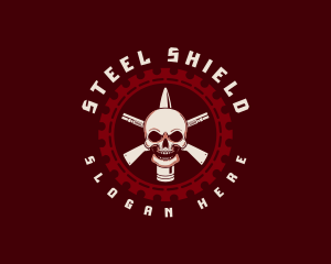 Skull Gun Bullet logo design