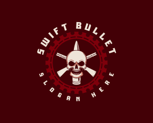 Skull Gun Bullet logo design