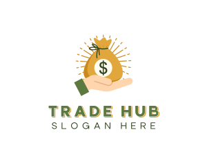 Dollar Cash Pouch Hand logo design