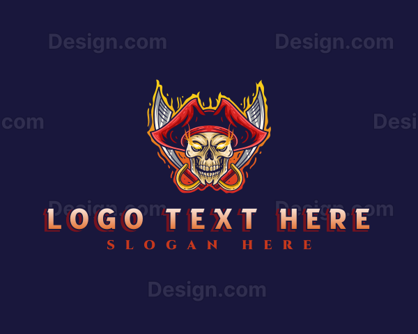 Pirate Skull Sword Logo