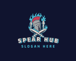 Spartan Warrior Spear logo design