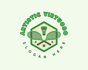 Badminton Racket Shuttlecock logo design