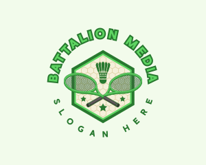 Badminton Racket Shuttlecock logo design