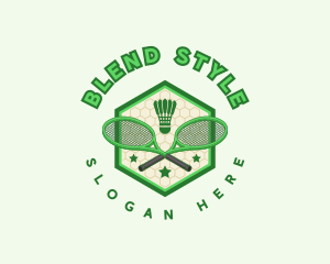 Badminton Racket Shuttlecock logo design