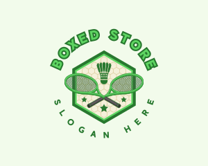 Badminton Racket Shuttlecock logo design