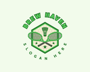 Badminton Racket Shuttlecock logo design