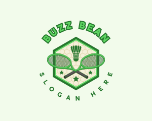 Badminton Racket Shuttlecock logo design