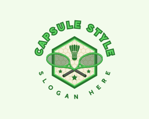 Badminton Racket Shuttlecock logo design