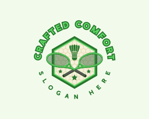 Badminton Racket Shuttlecock logo design