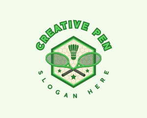 Badminton Racket Shuttlecock logo design