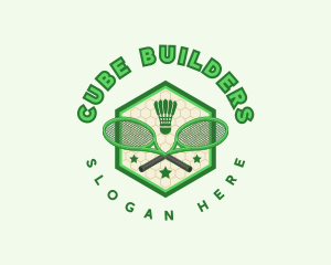 Badminton Racket Shuttlecock logo design