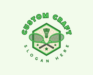 Badminton Racket Shuttlecock logo design