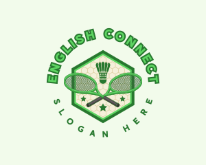 Badminton Racket Shuttlecock logo design