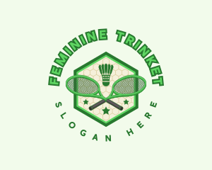 Badminton Racket Shuttlecock logo design