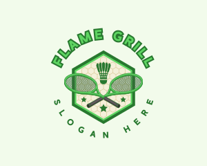 Badminton Racket Shuttlecock logo design