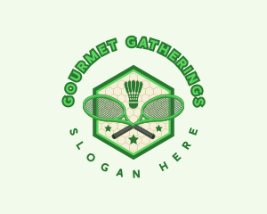 Badminton Racket Shuttlecock logo design