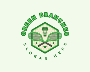 Badminton Racket Shuttlecock logo design