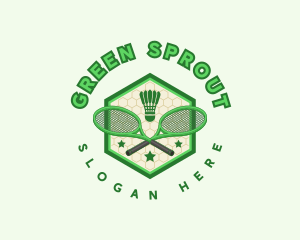 Badminton Racket Shuttlecock logo design