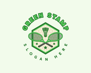 Badminton Racket Shuttlecock logo design