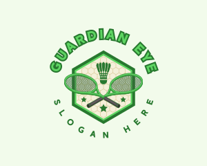 Badminton Racket Shuttlecock logo design