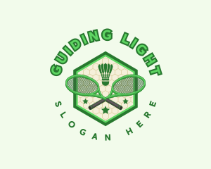 Badminton Racket Shuttlecock logo design