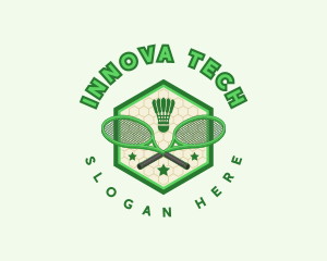 Badminton Racket Shuttlecock logo design