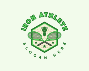 Badminton Racket Shuttlecock logo design