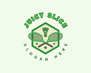 Badminton Racket Shuttlecock logo design