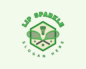 Badminton Racket Shuttlecock logo design