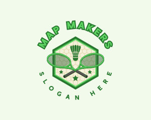 Badminton Racket Shuttlecock logo design