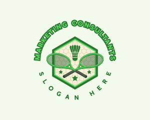 Badminton Racket Shuttlecock logo design