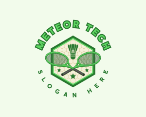 Badminton Racket Shuttlecock logo design