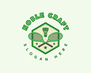 Badminton Racket Shuttlecock logo design