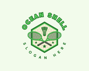 Badminton Racket Shuttlecock logo design