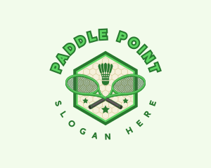 Badminton Racket Shuttlecock logo design