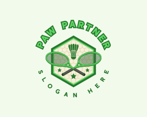 Badminton Racket Shuttlecock logo design