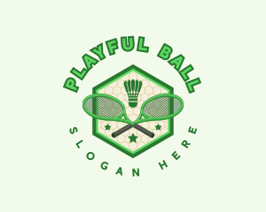 Badminton Racket Shuttlecock logo design