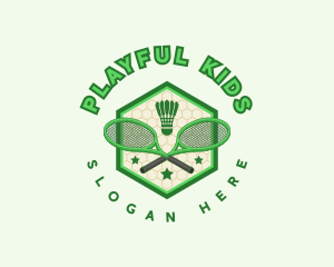 Badminton Racket Shuttlecock logo design