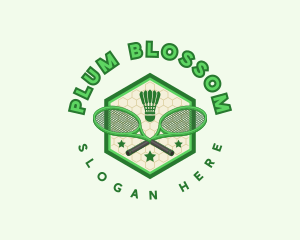 Badminton Racket Shuttlecock logo design