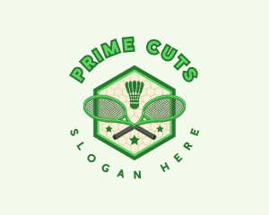 Badminton Racket Shuttlecock logo design