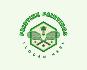 Badminton Racket Shuttlecock logo design