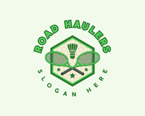 Badminton Racket Shuttlecock logo design