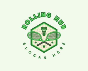 Badminton Racket Shuttlecock logo design