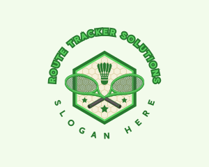 Badminton Racket Shuttlecock logo design