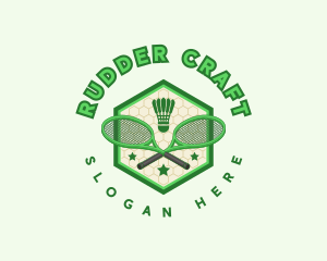 Badminton Racket Shuttlecock logo design