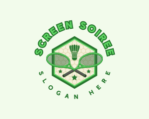 Badminton Racket Shuttlecock logo design