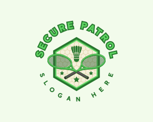 Badminton Racket Shuttlecock logo design